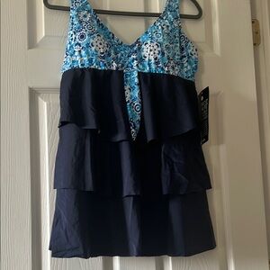 Blue tiered bathesuit